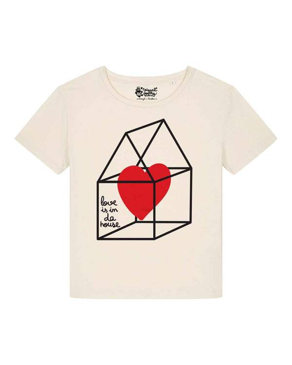 Camiseta mujer algodón orgánico. “Love is in da house”