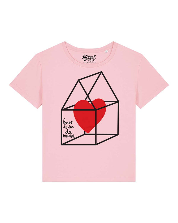 Camiseta mujer algodón orgánico. “Love is in da house”