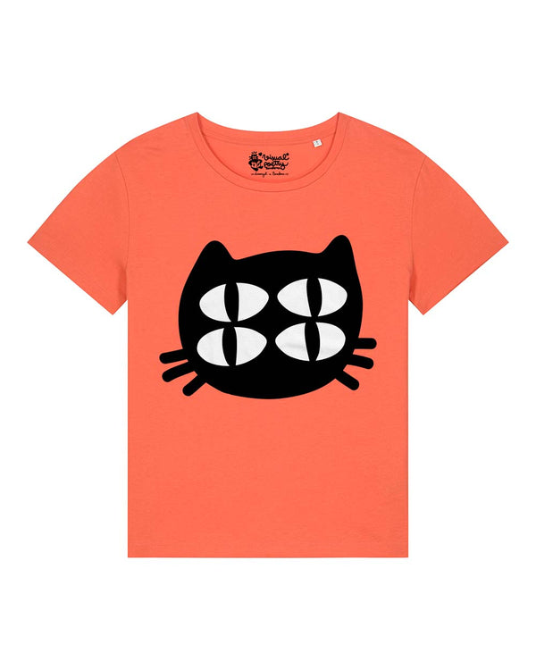 Camiseta mujer algodón orgánico. “Gato cuántico”
