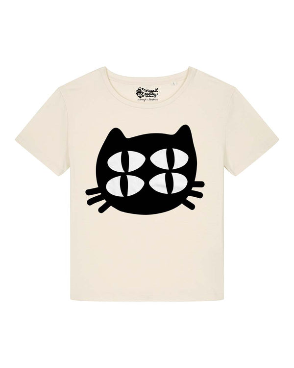 Camiseta mujer algodón orgánico. “Gato cuántico”