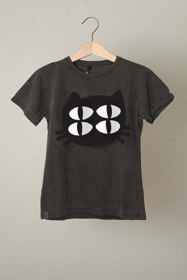 Camiseta niños algodón orgánico. "Gato cuántico"